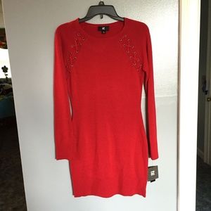 New Red long sleeve sweater dress